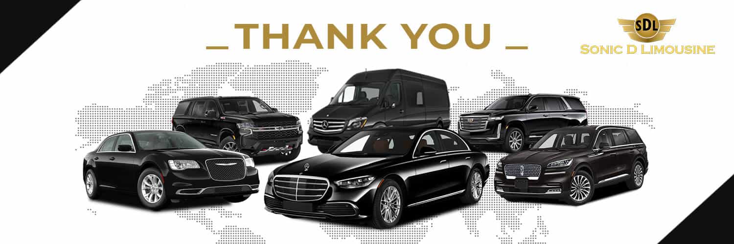 A group of cars with the words thank you.