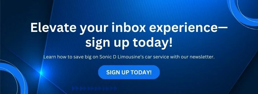Sonic D Limousine A blue background with the words elevate your inbox experience sign up today.